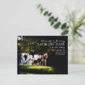 Romantische paardenkoets Save the Date Aankondigingskaart (Staand voorkant)
