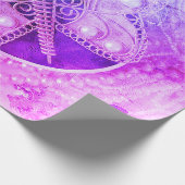 -Romantische Paars-roze losse vlinder Cadeaupapier (Hoek)