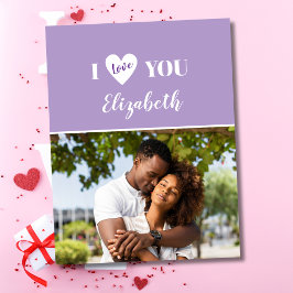 Romantische Paarse 5 foto Ik hou van je Valentijns Kaart