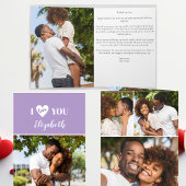 Romantische Paarse 5 foto Ik hou van je Valentijns Kaart