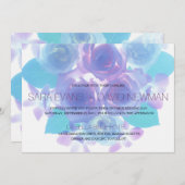 Romantische Paarse Aqua Blue Floral Wedding Kaart (Voorkant / Achterkant)