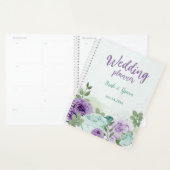 Romantische paarse Blauwe Bloemen Groen Bruiloft Planner (Display)