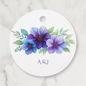 Romantische Paarse Blauwe Botanische Waterverf bru Bedankjes Labels (Achterkant)