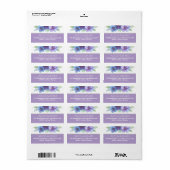 Romantische Paarse Blauwe Botanische Waterverf bru Etiket (Full Sheet)