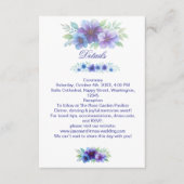 Romantische Paarse Blauwe Botanische Waterverf bru Informatiekaartje (Voorkant)