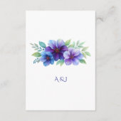 Romantische Paarse Blauwe Botanische Waterverf bru Informatiekaartje (Achterkant)