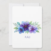 Romantische Paarse Blauwe Botanische Waterverf bru Kaart (Achterkant)