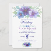 Romantische Paarse Blauwe Botanische Waterverf bru Kaart (Voorkant)