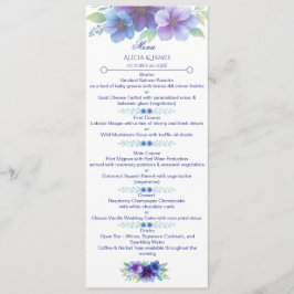 Romantische Paarse Blauwe Botanische Waterverf bru Menu