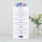 Romantische Paarse Blauwe Botanische Waterverf bru Menu (Staand voorkant)