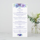 Romantische Paarse Blauwe Botanische Waterverf bru Menu (Staand voorkant)