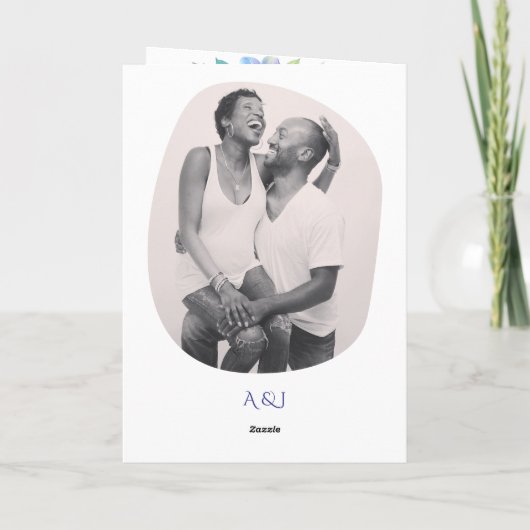 Romantische Paarse Blauwe Botanische Waterverf bru Programma (Achterkant)