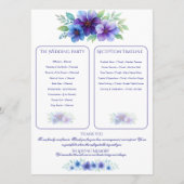 Romantische Paarse Blauwe Botanische Waterverf bru Programmakaart (Achterkant)