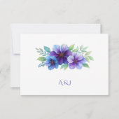 Romantische Paarse Blauwe Botanische Waterverf bru RSVP Kaartje (Achterkant)