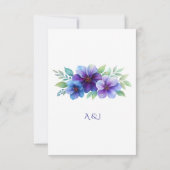 Romantische Paarse Blauwe Botanische Waterverf bru RSVP Kaartje (Achterkant)