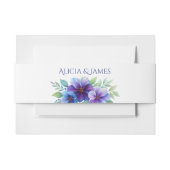 Romantische Paarse Blauwe Botanische Waterverf bru Uitnodigingen Wikkel (Voorkant Voorbeeld)