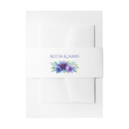 Romantische Paarse Blauwe Botanische Waterverf bru Uitnodigingen Wikkel