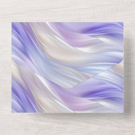  Romantische Paarse Blauwe Parel Swirls All In One Uitnodiging (Achterkant)