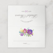 Romantische paarse bloem bruiloft escortkaart plaatskaartje (Buitenkant ongevouwen)