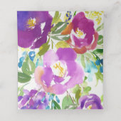 Romantische paarse bloem bruiloft escortkaart plaatskaartje (Binnenkant ongevouwen)