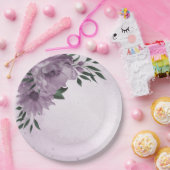 romantische paarse bloemen botanisch papieren bordje (Feest)