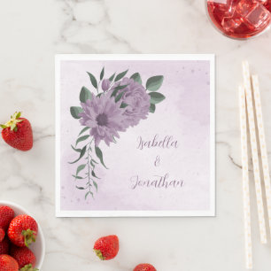 romantische paarse bloemen botanisch servet