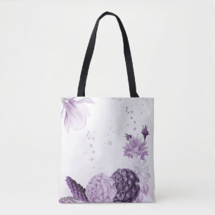 romantische paarse bloemen botanisch tote bag