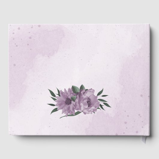 romantische paarse bloemen botanische bruiloft gastenboek (Achterkant)