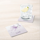 romantische paarse bloemen botanische bruiloft kartonnen onderzetters (Insitu)