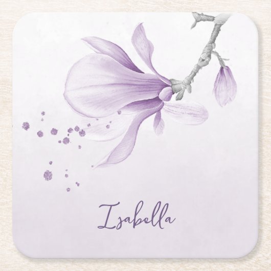 romantische paarse bloemen botanische bruiloft kartonnen onderzetters (Voorkant)