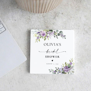 Romantische Paarse Bloemen Bruidsdouche Onderzette Bier Onderzetter