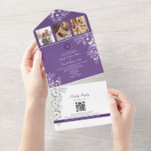 Romantische Paarse bloemen bruiloft All In One Uitnodiging (Afscheurbaar)