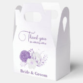 Romantische paarse bloemen bruiloft bedankdoosjes (Geopend)