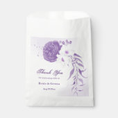 Romantische paarse bloemen bruiloft bedankzakje (Voorkant)