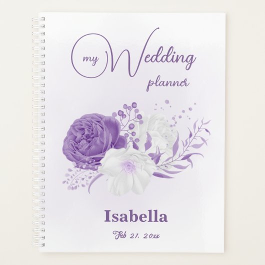 Romantische paarse bloemen bruiloft planner (Voorkant)
