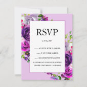 Romantische Paarse bloemen bruiloft RSVP Kaartje (Voorkant)
