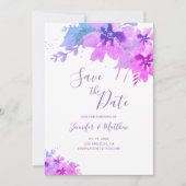 Romantische Paarse Bloemen Bruiloft Save the Date (Voorkant)