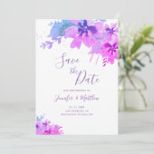Romantische Paarse Bloemen Bruiloft Save the Date (Staand voorkant)