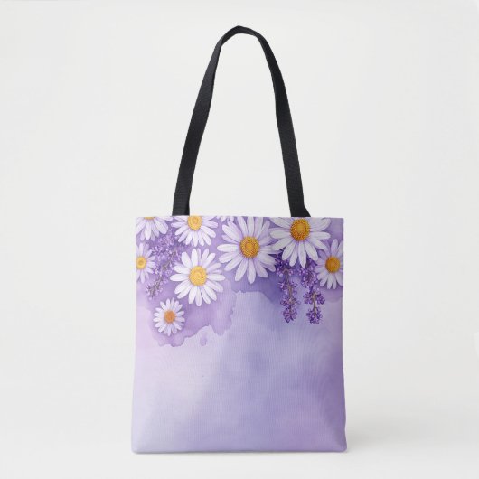 Romantische Paarse Bloemen Canvas tas (Voorkant)