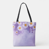 Romantische Paarse Bloemen Canvas tas (Achterkant)