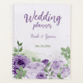 romantische paarse bloemen groen bruiloft planner (Voorkant)