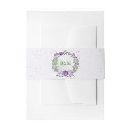 romantische paarse bloemen groen bruiloft uitnodigingen wikkel