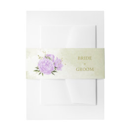 Romantische paarse bloemen groen bruiloft uitnodigingen wikkel