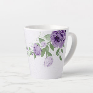 romantische paarse bloemen groen latte mok