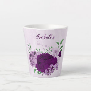 Romantische paarse bloemen groen latte mok