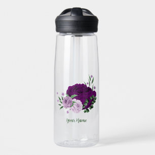 Romantische paarse bloemen groen waterfles
