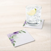 romantische paarse bloemen groene bladeren botanis kartonnen onderzetters (Insitu)