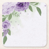 romantische paarse bloemen groene bladeren botanis kartonnen onderzetters (Voorkant)