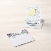 romantische paarse bloemen groene bladeren botanis kartonnen onderzetters (Insitu)