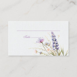 Romantische paarse bloemen Huwelijksplaatskaart Plaatskaartje